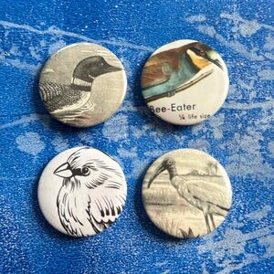 Bird Button Pins (4)